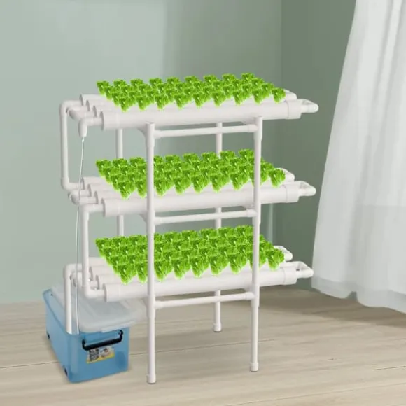 3-lags hydroponisk system, 108 plantepladser, vandbesparende design, nem at samle