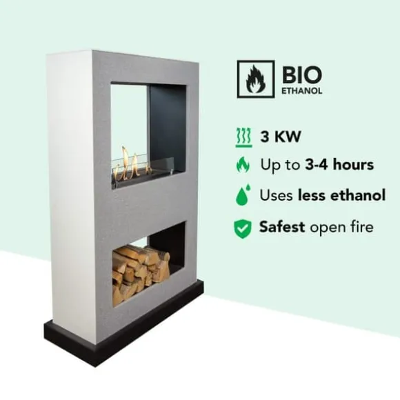 Lasize BB bio-ethanol tunnelpejs - Betonlook - Pejs med hjul - 3 KW varme