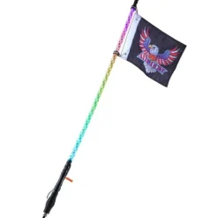 LED Piskelygte med Spiral Antenne 1 stk 3FT RGB, Fjernbetjening via App.