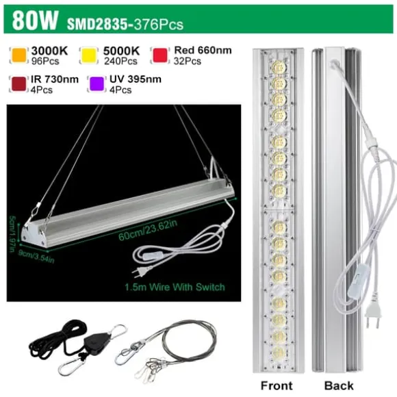 LED Plante Lampe, Fuldspektret Lys, Energi Effektivt Design,80W