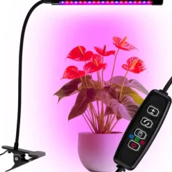 LED plantevækstlampe 20 dioder TIMER 9W hjemmedyrkning med netadapter