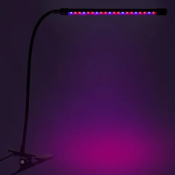LED plantevækstlampe 20 dioder TIMER 9W hjemmedyrkning med netadapter