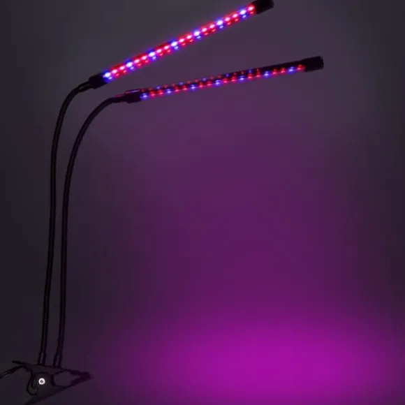 LED plantevækstlampe 40 dioder TIMER 15W hjemmedyrkning med netadapter