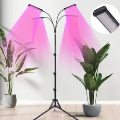 LED Plantevækstlys - Vækstlampe til Indendørs Planter - Fuldspektrum - 4 Hoveder med Klemstativ - 420 LED - 30 W - 10 Lysniveauer & 3 Timer - EU-stik | CDON