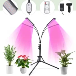 LED Plantevækstlys - Vækstlampe til Indendørs Planter - Fuldspektrum - 4 Hoveder med Klemstativ - 420 LED - 30 W - 10 Lysniveauer & 3 Timer - EU-stik | CDON
