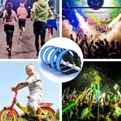 LED reflekterende armbånd - 4-pak - USB genopladelige - justerbare sikkerhedslys til udendørsaktiviteter