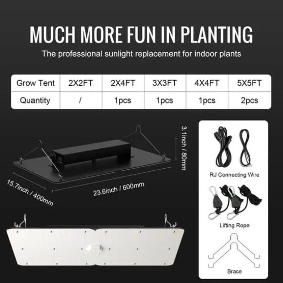 LED Vækstlampe, 300 W Dæmpbar, Højtydende Samsung 2B1B Diode til indendørs planter, Frøplante og Drivhusdyrkning. Daisy Chain Driver.