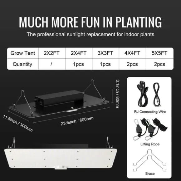 LED Vækstlys, 200 W fuldspektret dæmpbar, højtydende Samsung dioder til indendørs planter i væksttelt. Daisy chain driver til 2x4/3x3 ft.