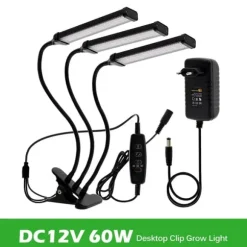 LED Vækstlys, Fuld Spektrum, Dæmpbar Timing, 12V Adapter 60W