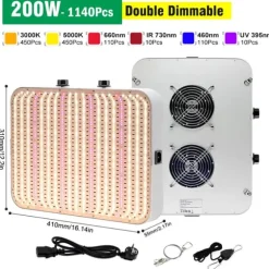 LED Vækstlys, Fuldspektrum, Dæmpbar,200W