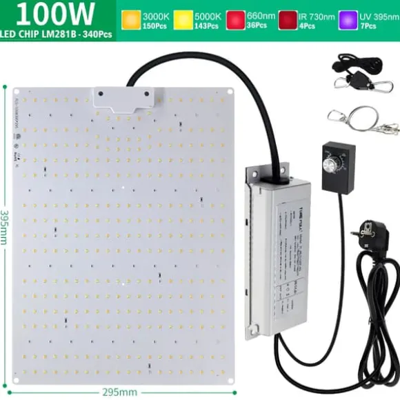 LED Vækstlys, Fuldt Spektrum, Stille Drift,100W