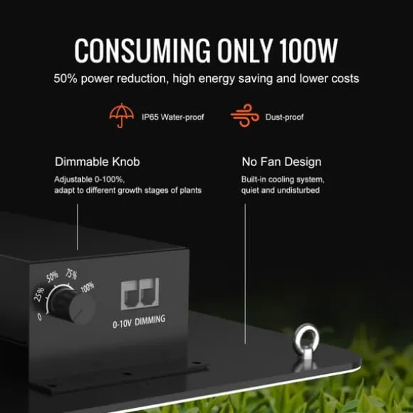 LED Vækstlys, 150W fuldspektrum dæmpbar, kraftfulde Samsung dioder til indendørs planter og drivhus. Daisy Chain driver til 3x3 ft telt.