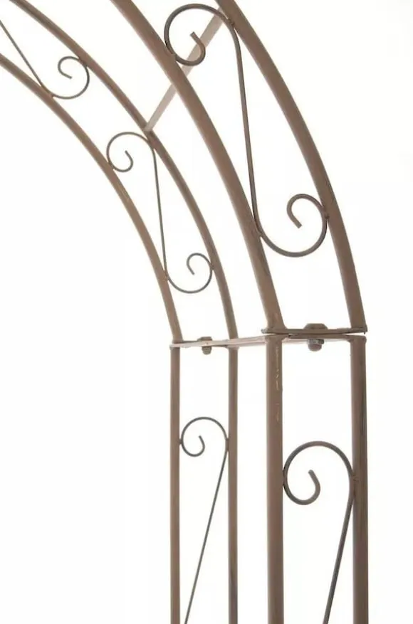 Lenz Antique Brown Metal Rose Arch - 264 cm High Climbing Trellis for Gardens