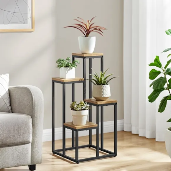 Leobert Reol/Plantehylde 4 Hylder I Eg/Sorte Ben 78X9X41