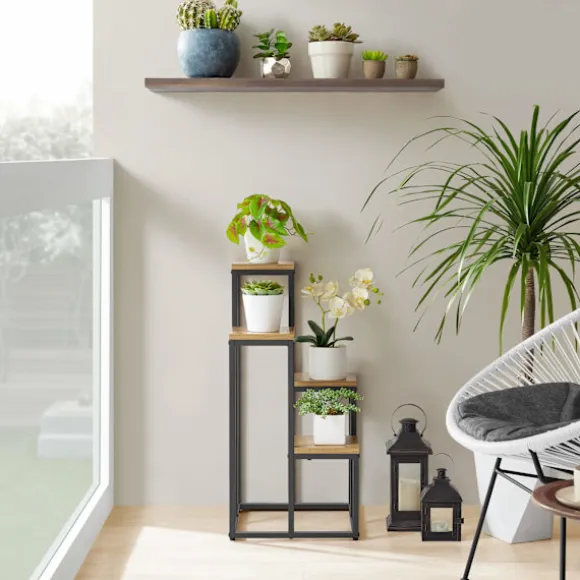 Leobert Reol/Plantehylde 4 Hylder I Eg/Sorte Ben 78X9X41