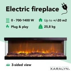 Levico 120 el-indbygningsovn - 3-sidet indbygningsovn med varme - 1400 Watt - fjernbetjening