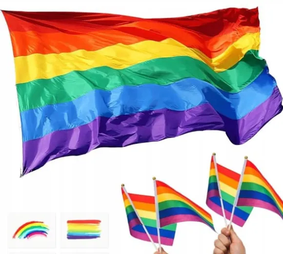 LGBT-flag 150x90 cm regnbueflag LGBTQ parade klistermærker vimpler