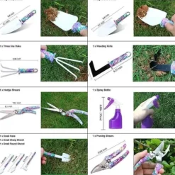 Lollanda 11-delt haveværktøjssæt med opbevaringsboks - Havehandsker med kløer, skovl, saks, rive, sprayflaske