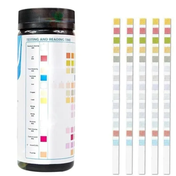 Lollanda Pool & Spa Test Strips 50-pak – 14-i-1 vandtester til pH, klor, cyanursyre, hårdhed m.m.