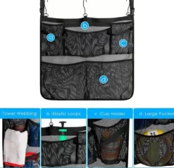 Lollanda Poolopbevaring, Opbevaring til pool 61x51cm til legetøj – Netpose med ophængskrog, til pool, strandfester, camping og strandfester
