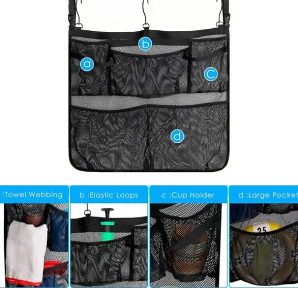 Lollanda Poolopbevaring, Opbevaring til pool 61x51cm til legetøj – Netpose med ophængskrog, til pool, strandfester, camping og strandfester