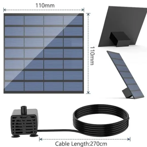 Lollanda Solar Powered Fountain – Solar vandpumpe med 6 dyser, til fuglebade, fiskedam og have