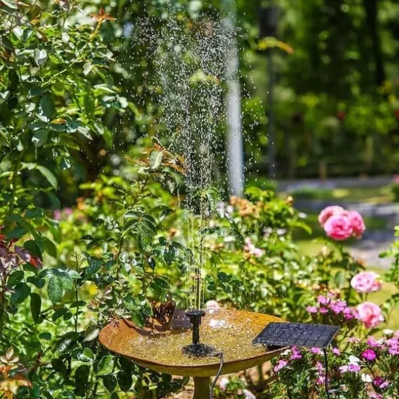 Lollanda Solar Powered Fountain – Solar vandpumpe med 6 dyser, til fuglebade, fiskedam og have