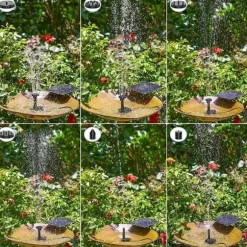 Lollanda Solar Powered Fountain – Solar vandpumpe med 6 dyser, til fuglebade, fiskedam og have