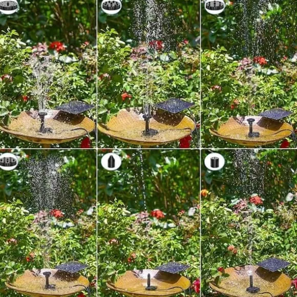 Lollanda Solar Powered Fountain – Solar vandpumpe med 6 dyser, til fuglebade, fiskedam og have