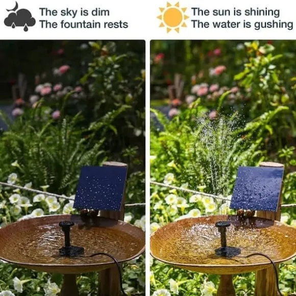 Lollanda Solar Powered Fountain – Solar vandpumpe med 6 dyser, til fuglebade, fiskedam og have