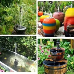 Lollanda Solar Powered Fountain – Solar vandpumpe med 6 dyser, til fuglebade, fiskedam og have