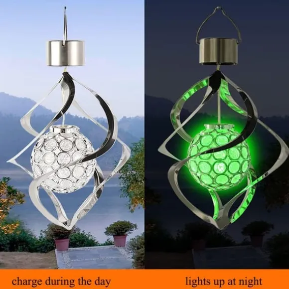 Lollanda Solar Powered Wind Chime Lampe, Wind Chime med RGB, Wind Chime med Solar PV LED, IP65, Wind Chime Haven Dekoration Udendørs Belysning