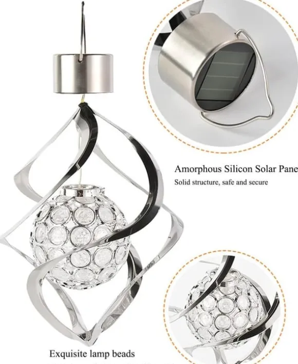 Lollanda Solar Powered Wind Chime Lampe, Wind Chime med RGB, Wind Chime med Solar PV LED, IP65, Wind Chime Haven Dekoration Udendørs Belysning