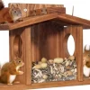Lollanda Squirrel Feeder – Udendørs Egernfoderstation, Træ Egernfoder, holdbar og nem at fylde, med aftageligt frontpanel