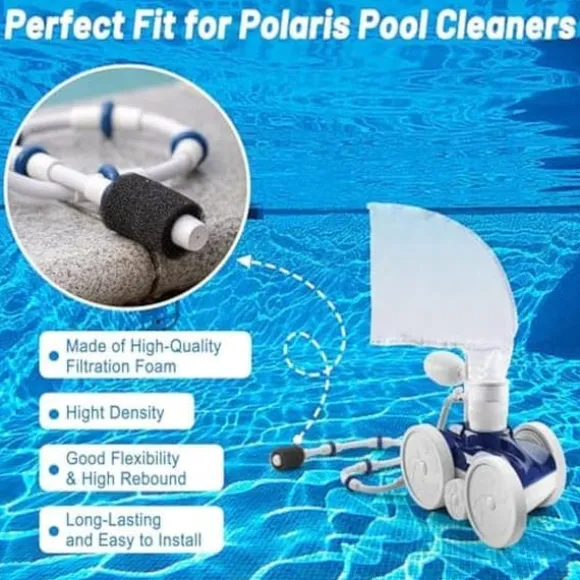 Lollanda tilbehørssæt med 12 dele til Polaris 280/480 poolrobot – indeholder 2 netposer og 10 slangerensere
