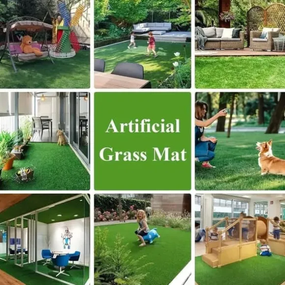 Lollanda Udendørs Kunstgræsplæne 0,5x2 m – 15 mm tyk, permeabel græsplæne til altan, have og terrasse, grøn kunstgræsplæne