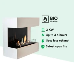 Lucca bioethanol vægovn - Hvid bioethanol pejs - 3 KW varme