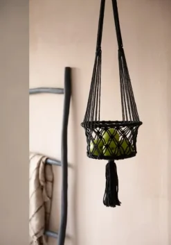 Macrame Planteholder - Sort - L