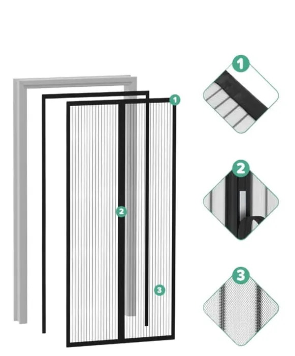 Magnetisk myggenet til døre uden boring mod insekter 90 x 210 cm
