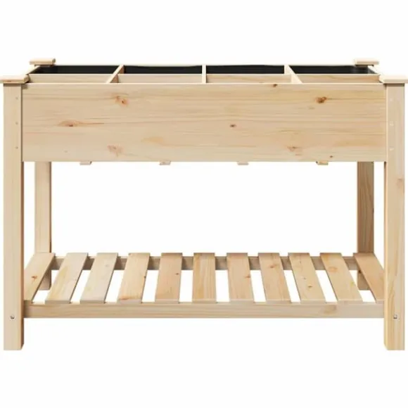 Massiv Blomsterkrukke med Hylde - Træplantkasse | Farve: Beige | Størrelse: 115x59x76.5 cm