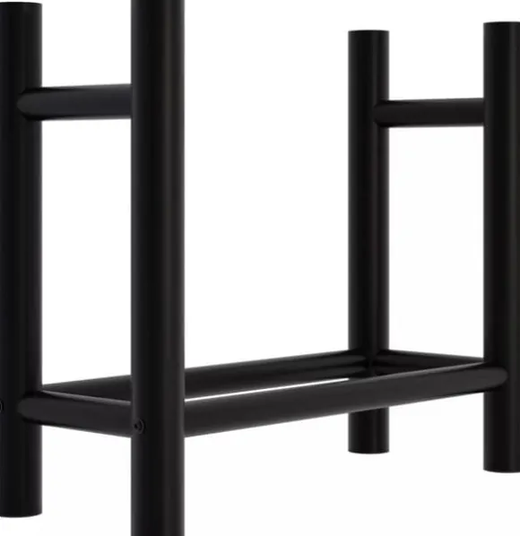 Medya Round Metal Firewood Rack Stand, Black - 30x60x60 cm