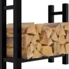 Medya Square Firewood Rack, Black Metal, 30x80x80 cm