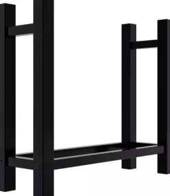 Medya Square Firewood Rack, Black Metal, 30x80x80 cm