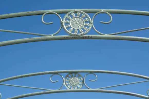 Melissa Antique Green Metal Rose Arch with Double Gates - 220cm Height, 120cm Width