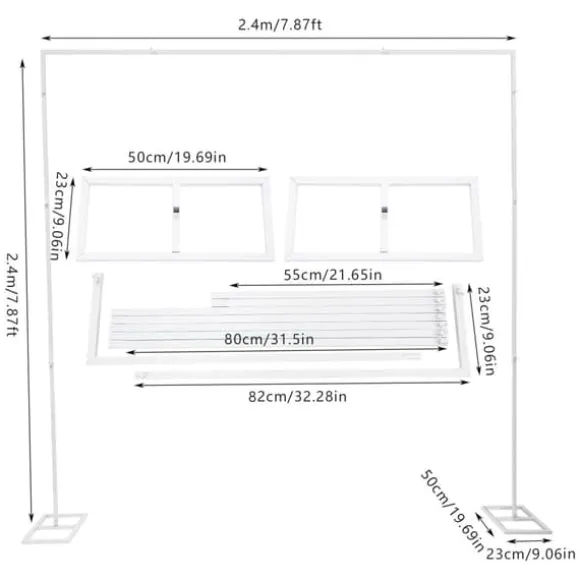 Metal bryllupsbue, baggrundsstativ, hvid, str. M, til have, fotostudie og fødselsdagsfester
