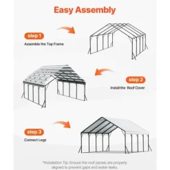 Metal Carport 20x20 fod, Udendørs Bilgarage, Kraftig og Vejrbestandig