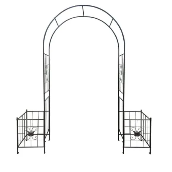 Metal havebue til klatreplanter, holdbar sort bue til roser og vinstokke, perfekt til bryllup, fest og have 7,15 fod