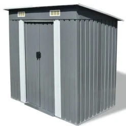 Metal haveskur med ventilationsåbninger - Opbevaringsskur | Farve: Grå