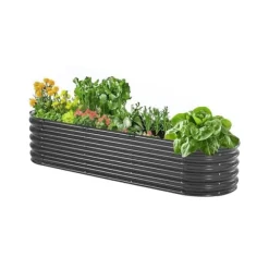 Metal Hævet Haveseng, 6,56x1,96x1,4 Fod, Galvaniseret Plantekasse, Mørkegrå, Holdbar, Vejrbestandig, Ideel til Haveindretning