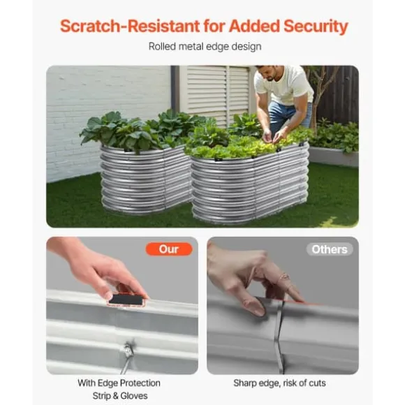 Metal Hævet Haveseng, 4x2x2 Fod, Galvaniseret Plantekasse, Holdbar, Velegnet til Udendørs Brug, Sølvfinish